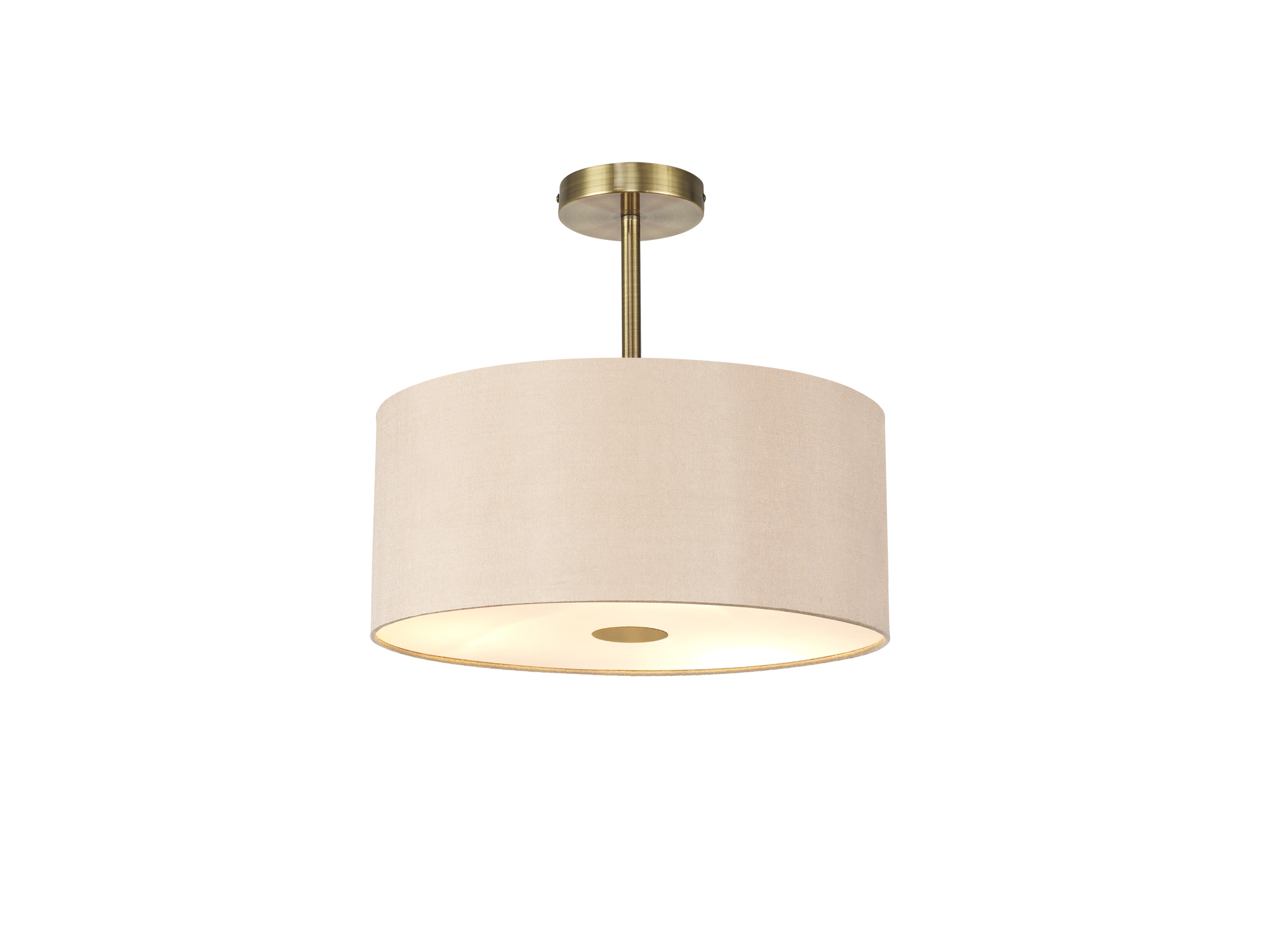 DK0500  Baymont 40cm Semi Flush Flush 5 Light Antique Brass, Antique Gold/Ruby, Frosted Diffuser